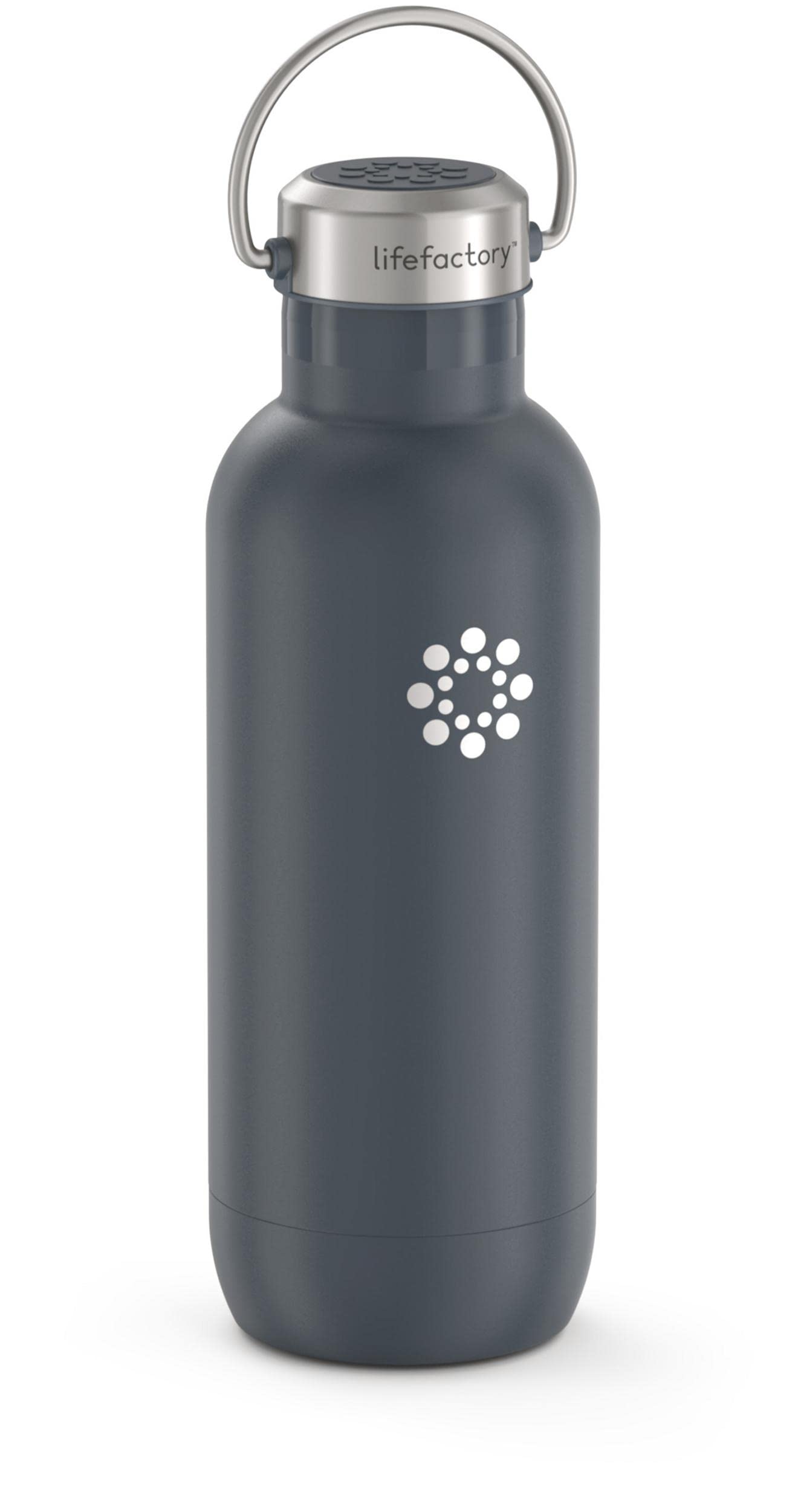 LIfeFactory Stainless Steel Vacuum-Insulated Sport Bottle  20 Ounce  Carbon