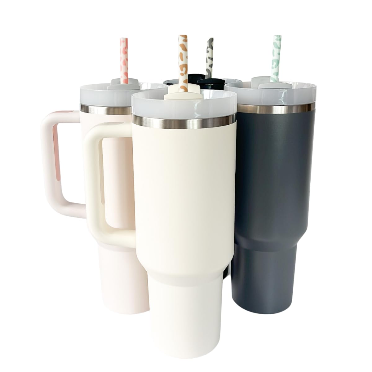 Brittyland 40Oz Replacement Straws - 4 Pack | 40Oz Tumbler Leopard Straws, Cheetah Straws, Iced Coffee Straws, Extra Long Straws