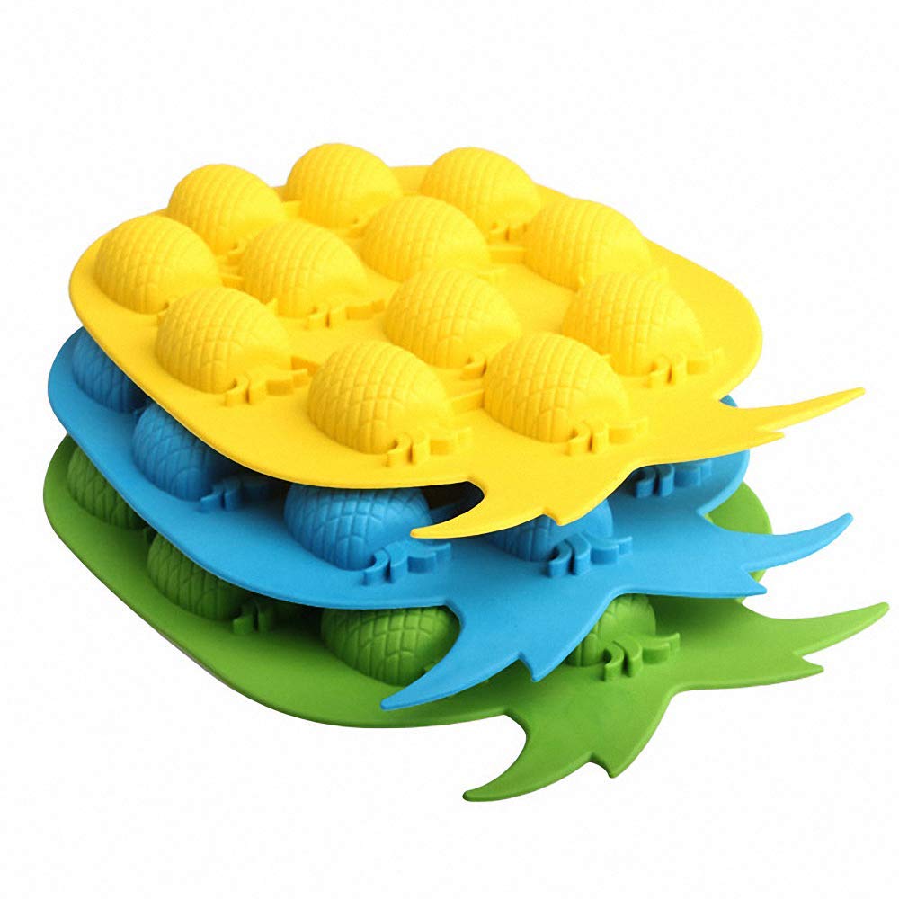 3Pcs Pineapple Chocolate Candy Molds With A Dropper, Pineapple Silicone Ice Cube Tray Gummy Jello Fondant Mold Mini Soap Embeds