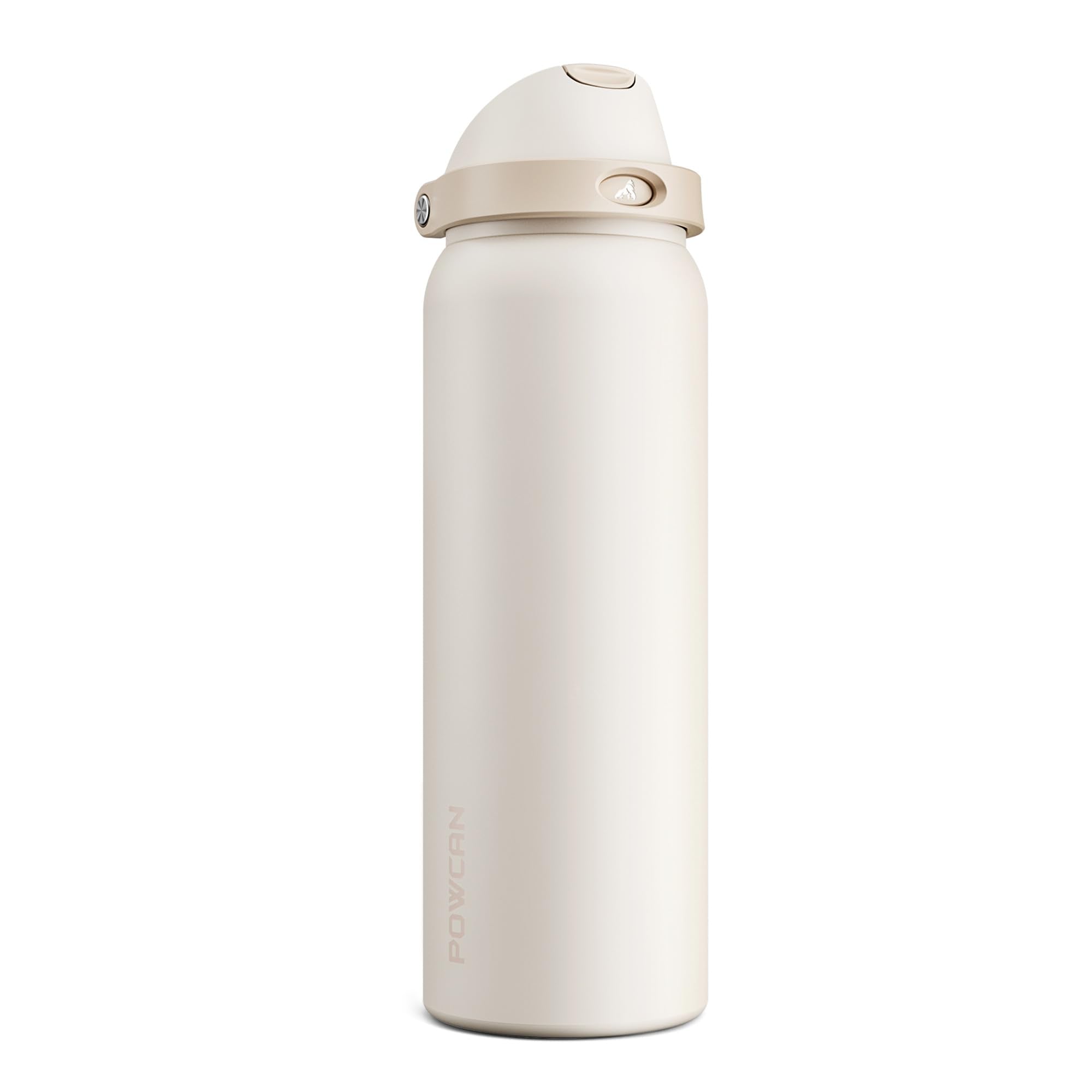 POWCAN 40 oz Insulated Water Bottle, 2-in-1 Push-Button Spout & Quick-Flip Straw Lid, Leakproof, Keep Cold 24Hrs, BPA-Free, Stai