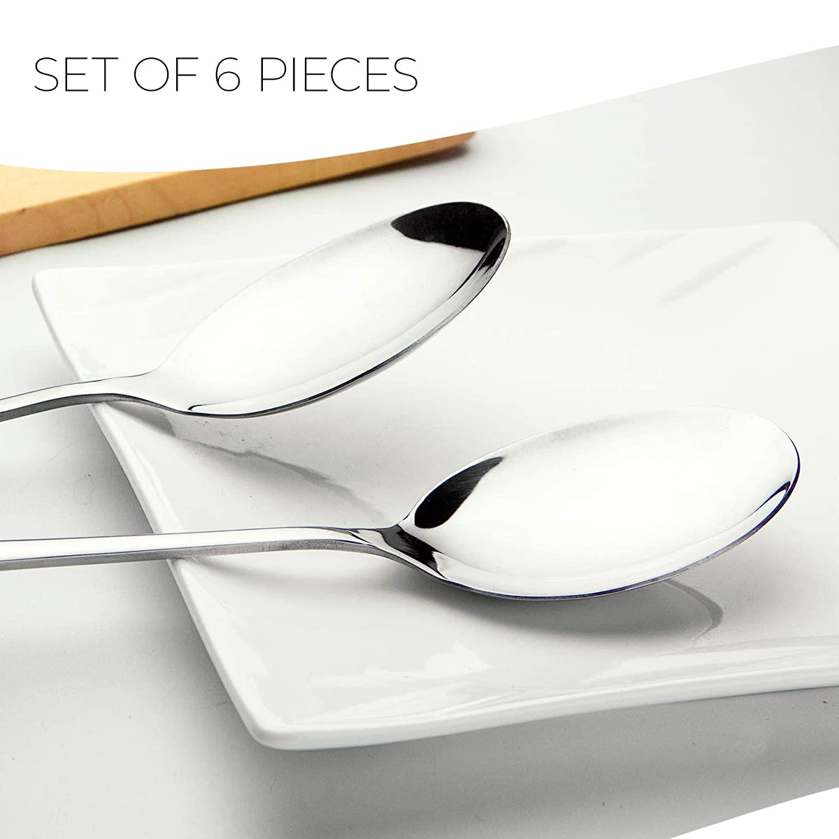6 Pcs Buffet Serving Spoons - Stainless Steel Tablespoons For Banquet Service Large Spoon Set For Cooking Baking Stirring Mixing