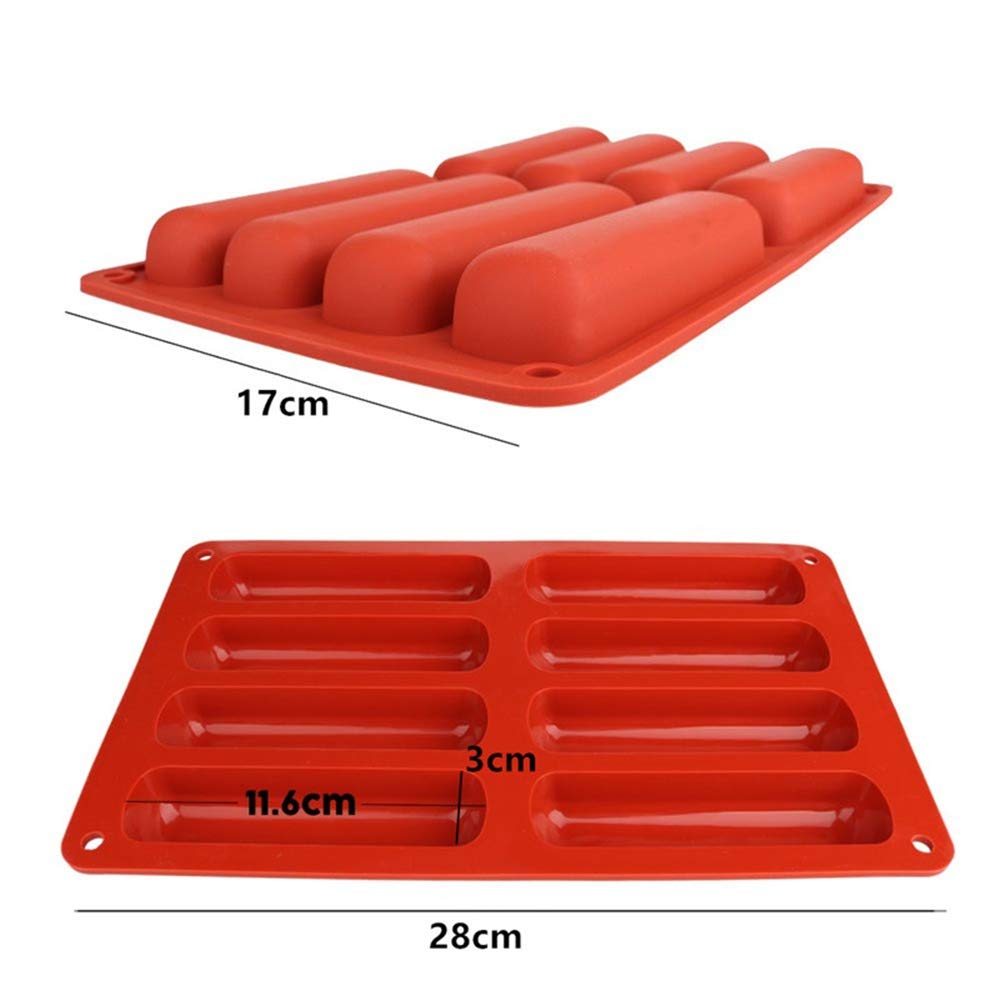 8 Cavity Long Strips Eclair Silicone Cake Pop Mold Cake Pop Maker Silicone Baking Molds Cake Handmade Baking Supplies For Chocol