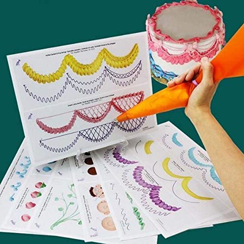 Icing Piping Nozzles Practice Drawings, Cake Pastry Beginner Practice Paper Fondant Decorating Including 23 Popular Patterns Gif