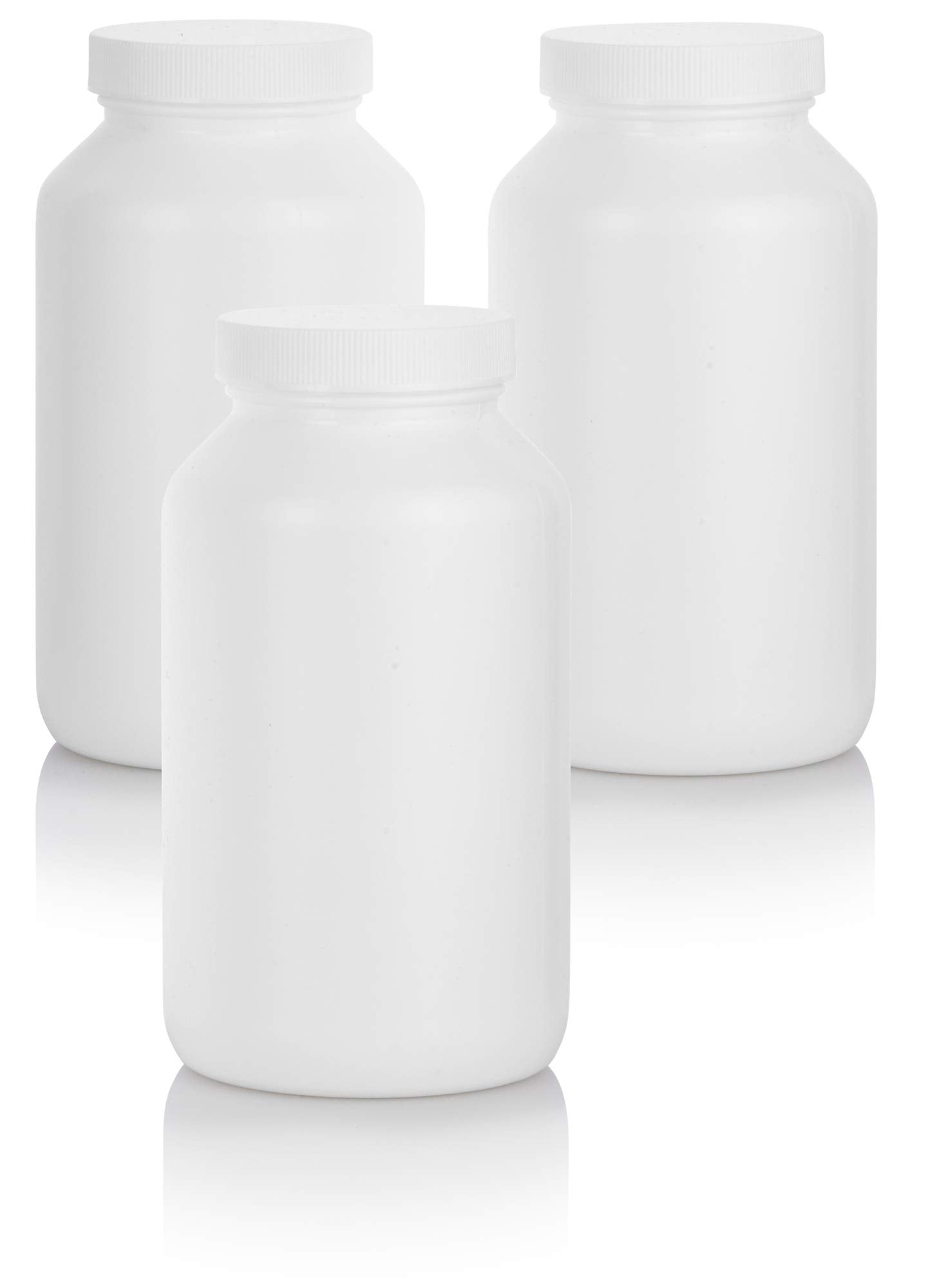 Juvitus 17 Oz White Plastic Hdpe Packer Bottle With White Ribbed Lid (3 Pack)