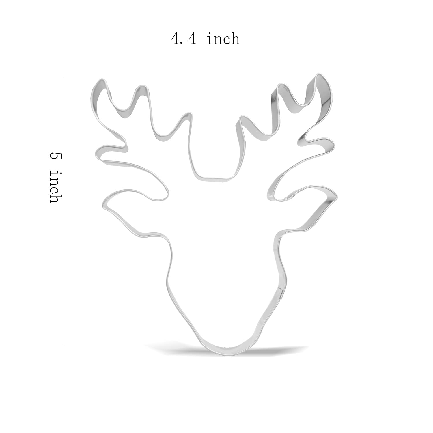 5 Inch Large Christmas Reindeer Face Cookie Cutter - Stainless Steel