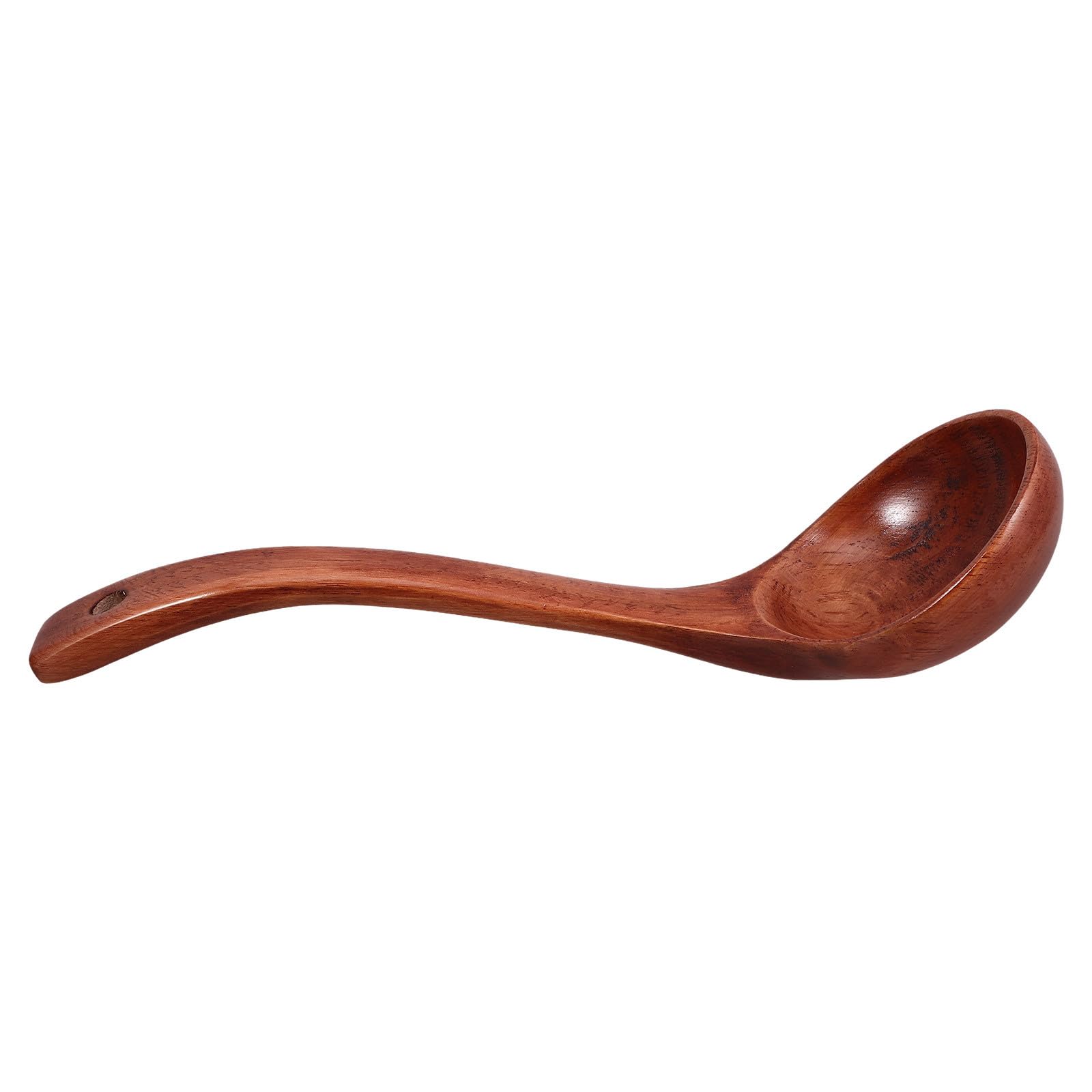 DEARMAMY Wooden Soup Ladle Long Handle 24.5cm Curved Solid Wood Kitchen Spoon Cooking Utensil for Household Soup Serving