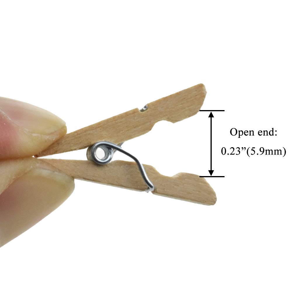 Hahiyo Wooden Clothes Pins Clothespins Mini Do Not Fall Apart 1 Inches Length 80 Pack Sturdy Strong Springs No Rust No Discolora
