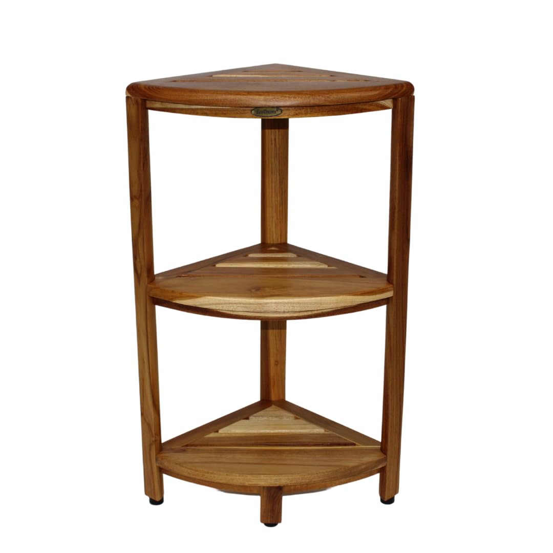 EcoDecors 3-Tier Shelf Waterproof Teak Wood Shower Shelf for Inside Shower Provides Storage, and Organization for Bathroom Acces