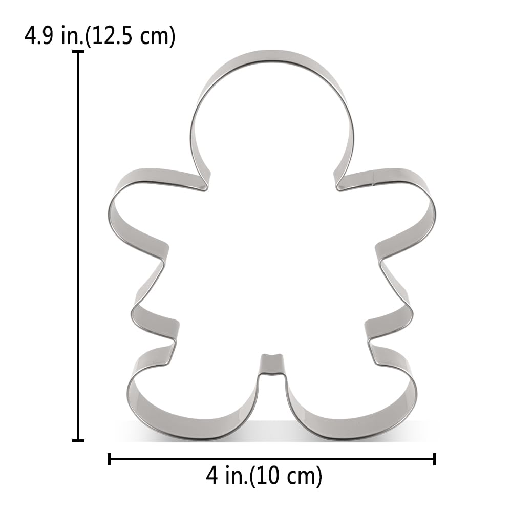 Liliao Christmas Gingerbread Girl Cookie Cutter - 4 X 5 Inches - Stainless Steel