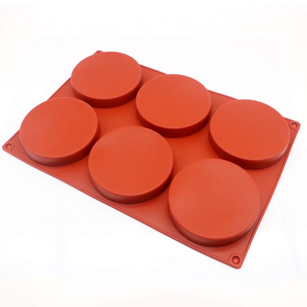 6-Cavity Large Cake Molds Silicone Round Disc Resin Coaster Mold Non-Stick Baking Molds, Mousse Cake Pan, French Dessert, Candy,