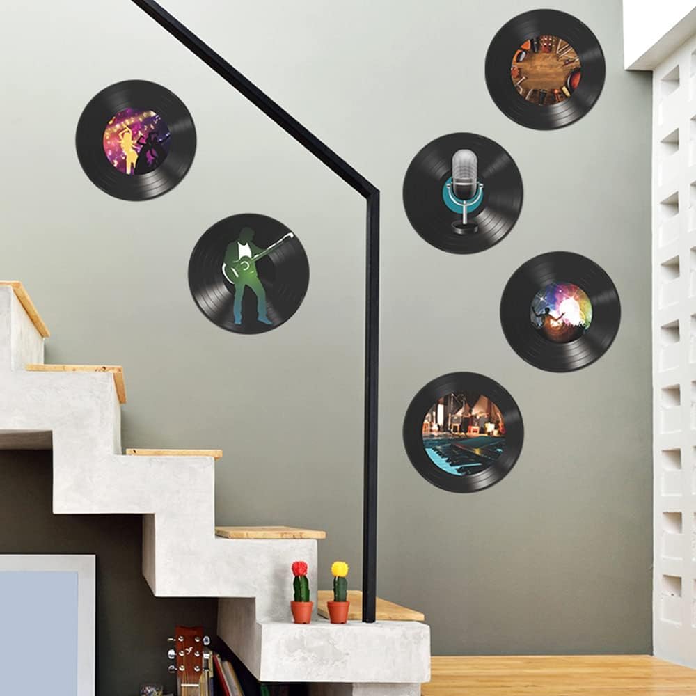Wrtmyr 6 Pack Blank Vinyl Records Decor, 11'' Wall Collage Kit Aesthetic Pictures, Cd Album Cover Posters Bedroom Decor For Teen