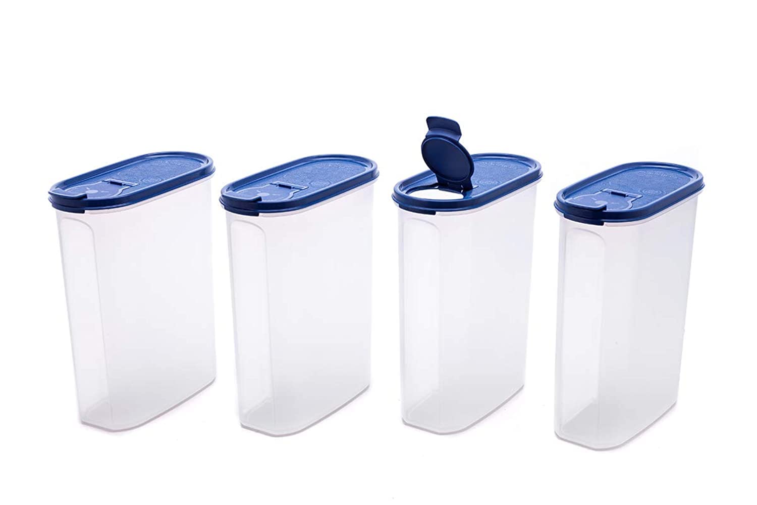 Signoraware Modular Plastic Cereal Dispenser Set, 2.3 Litres, 4-Pieces, Blue