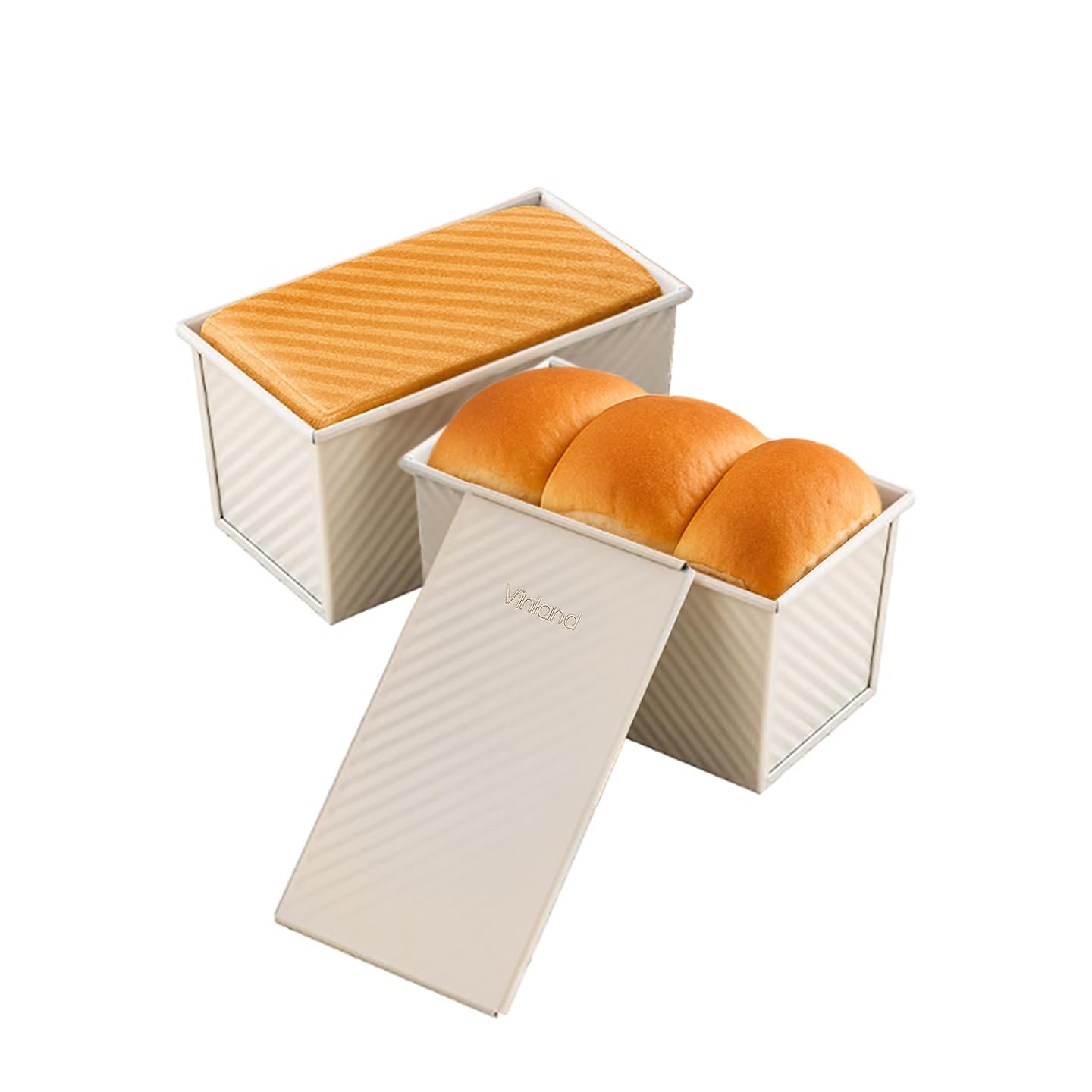 1Lb White Pullman Loaf Pan with Lid, Gluten Free Bread Pan, Sandwich Bread Loaf Pan, Pull Bread Pan, Carbon Steel NonStick Corr