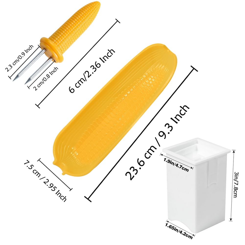 16 Pack Corn Cob Holders And 8 Pack Corn Dishes With Butter Spreader, Corn Dishes And Butter Spreader Set Kits, Corn Cob Holders