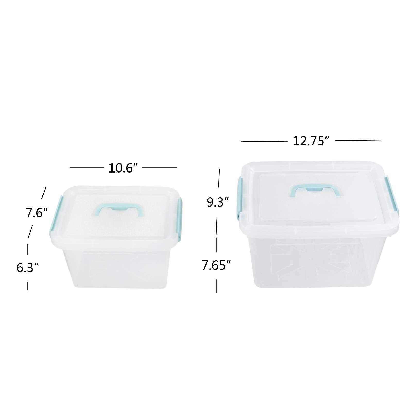 Gloreen 12 Quart&6 Quart Clear Storage Bins With Lid And Mint Green Handle, Multipurpose Stackable Plastic Storage Latches Box/C