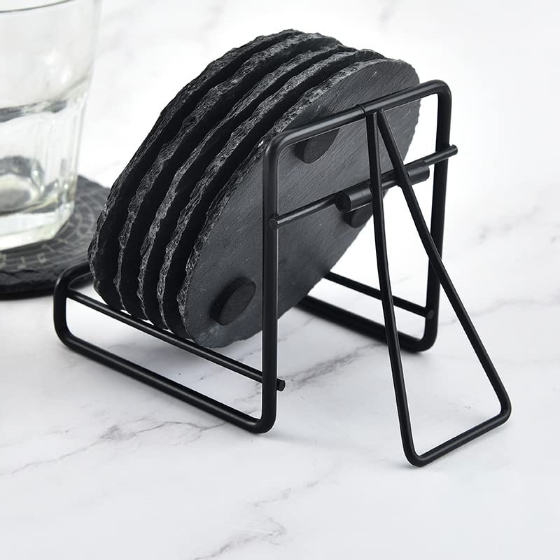 Soujoy 6 Pack Metal Coaster Holders, Coaster Stands For Both Round And Square Coasters, Minimalist Holder Caddy, Easy Storage An