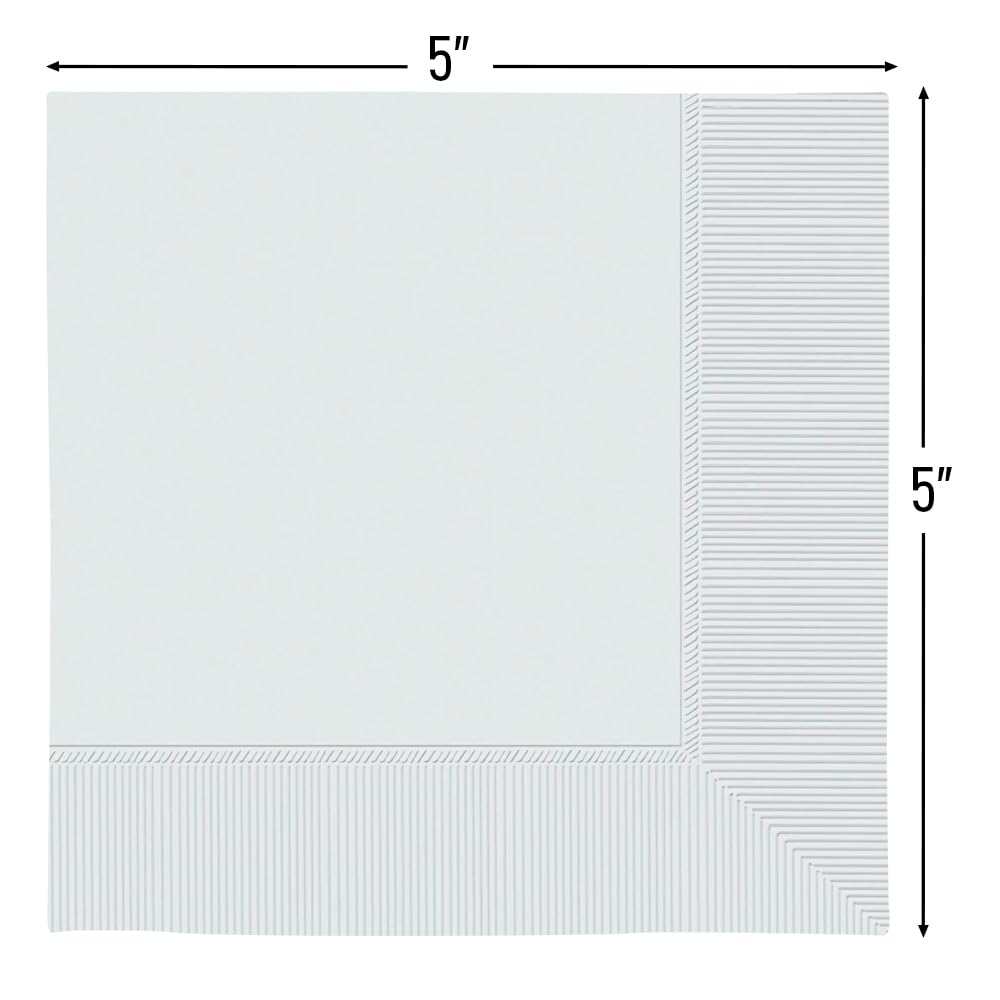 Classy Frosty White 2-Ply Beverage Napkins - Mid Count, 5''X 5'' (Pack 40) - Soft & Durable Material - Perfect For Parties & Eve