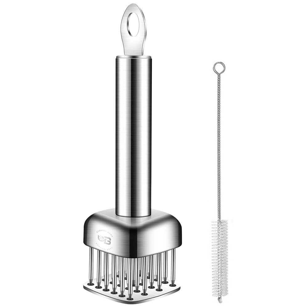 316 Stainless Steel Meat Tenderizer Tool, 24 Sharp Needles, BOMANSI BOMS Steak Tenderizer, Tenderizing Steak, Beef, Chicken, Por