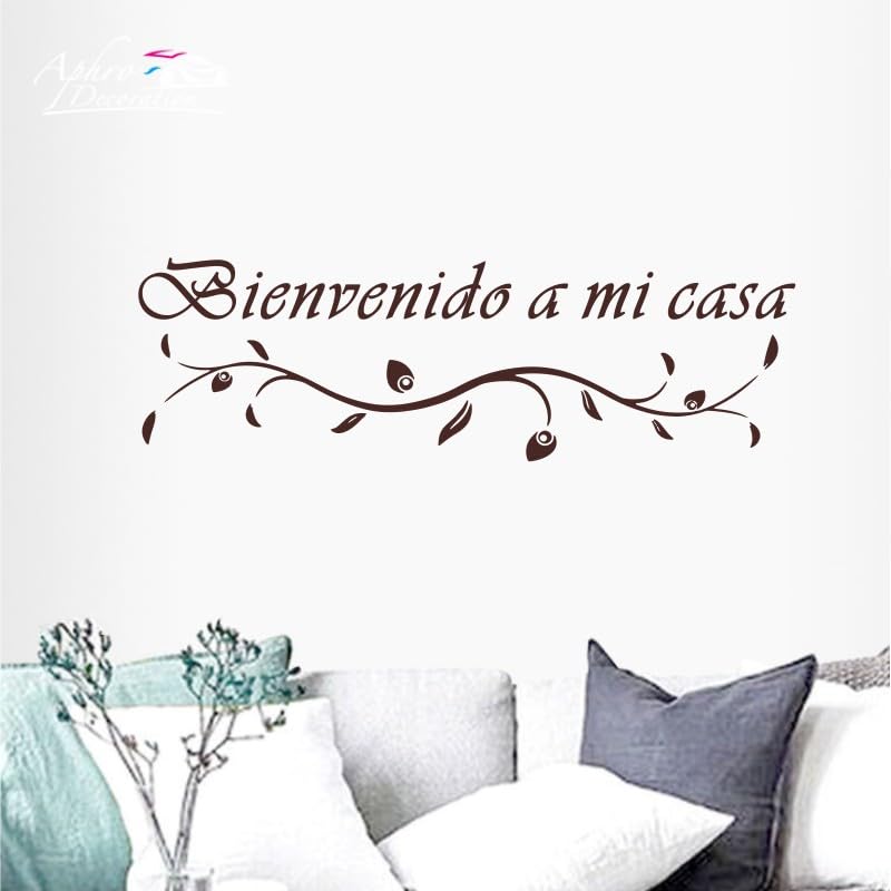 Gadgets Wrap Wall Decal Vinyl Sticker Bienvenido A Mi Casa Spanish Brown For Office Home Wall Decoration