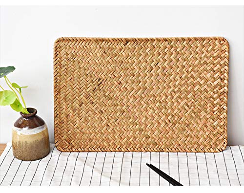 6 Pack Rectangular Woven Placemats, Rattan Wicker Table Mats, 17 '' X 12 '', Natural Seagrass Place Mats For Dining Table