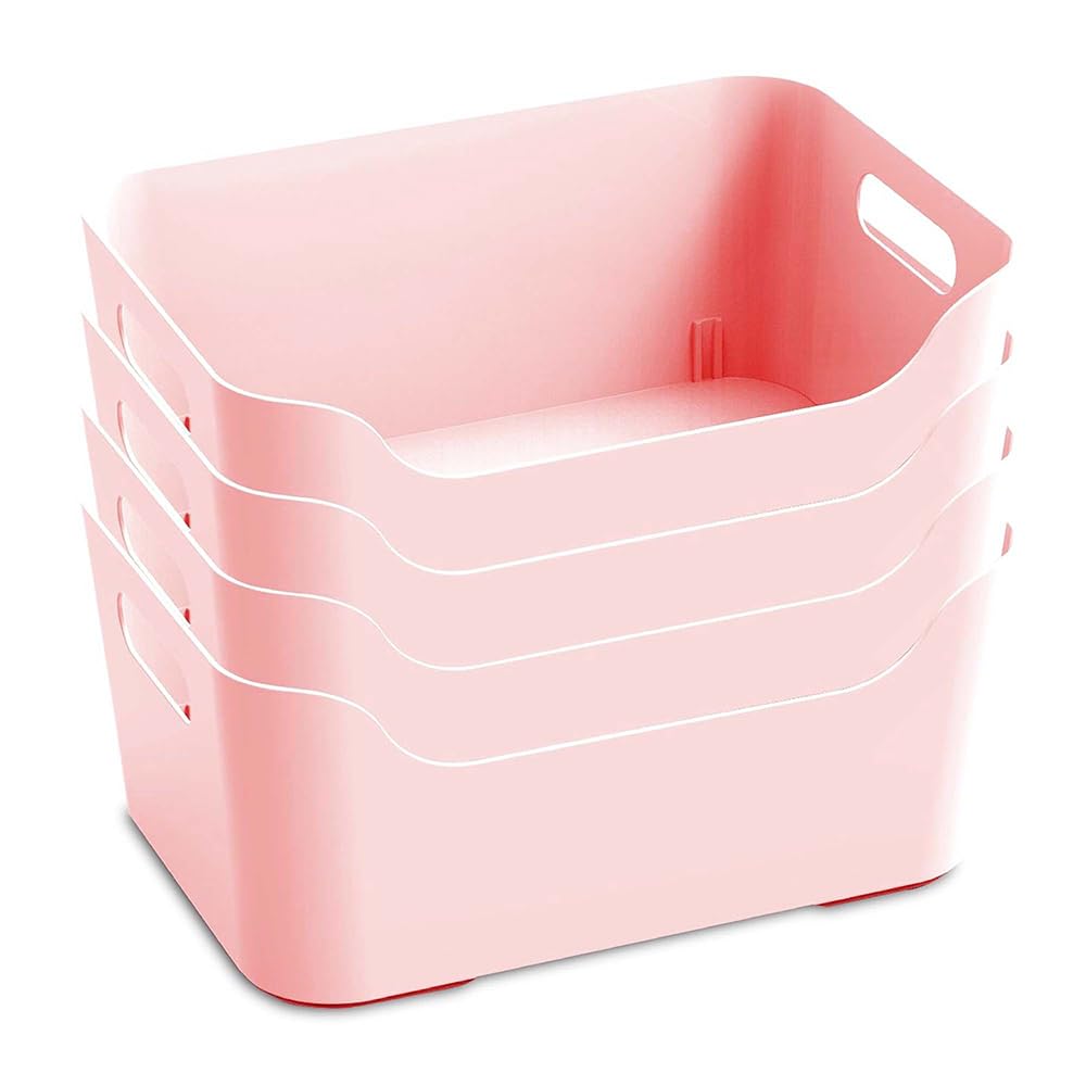 KOLORR Jolly Plastic Medium Basket with Handle for Storage Box| Multipurpose Light Weight Plastic Baskets organiser for Clothes