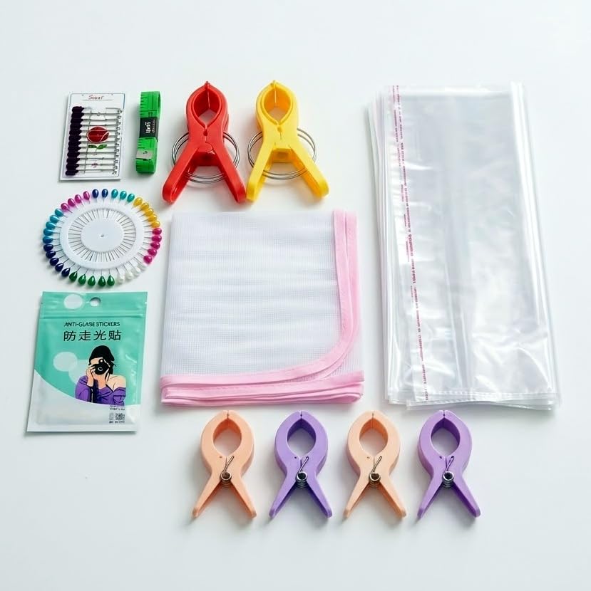 Prabhas Designs PrePleating Kit With 6 Clips (5Inch 2Nos And 4 Inch 4 Nos), Ironing Mat 1,12 Pins (Size 3), Inchtape,14 X 18 In