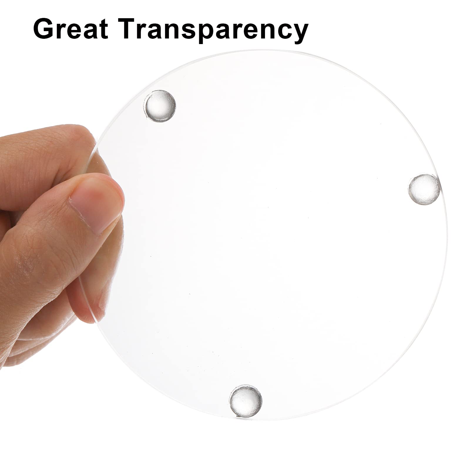 Youeon Set Of 6 Round Glass Drink Coasters, 3.5 Inch Crystal Coasters Decorative Glass Plates Clear Glass Coasters For Mugs, Cup