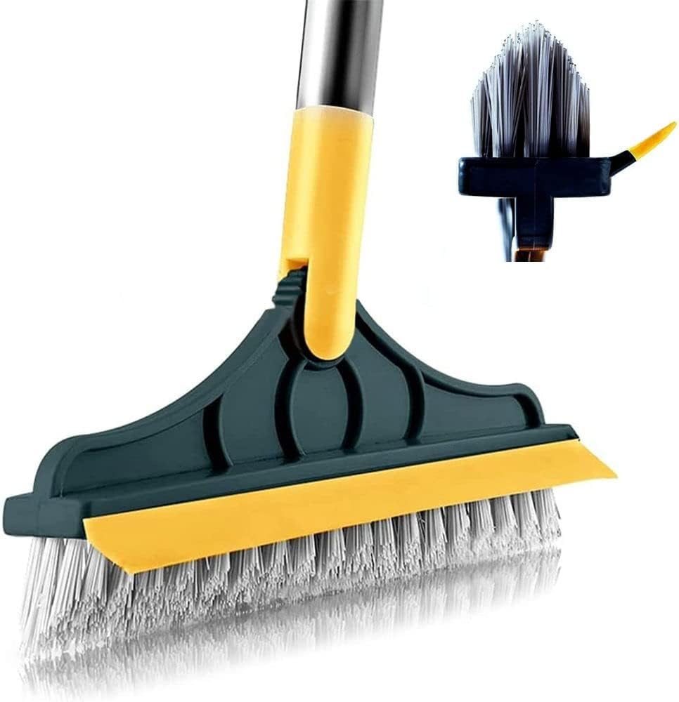 Spefez Bathroom Cleaning Brush with Wiper,Tiles Cleaning Brush Bathroom Brush with Long Handle Tile Cleaner Brush Bathroom Floor