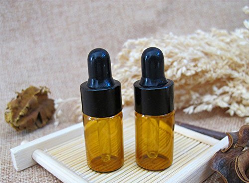 6Pcs 3Ml Dark Brown Glass Bottle With Glass Eye Dropper Cosmetics Small Sample Container