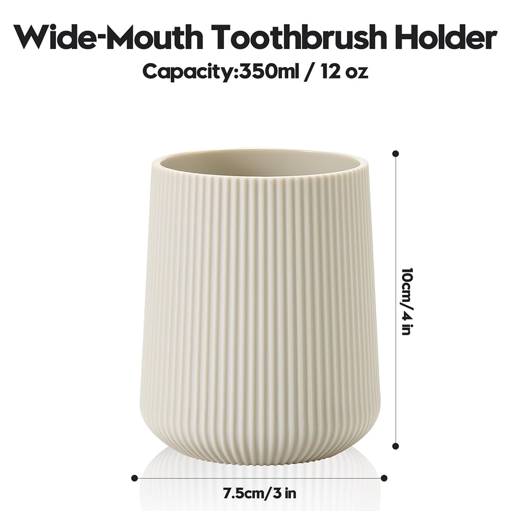 YAUKPH Beige Striped Toothbrush Holder for Electric Toothbrushes Bathroom Organizer for Toothpaste Kids & Adults