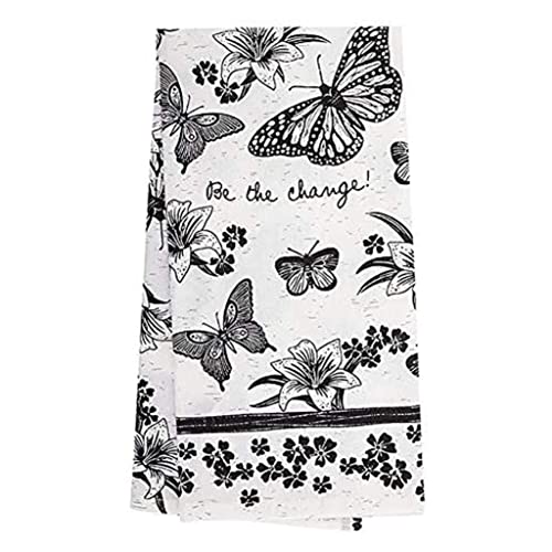 Karma Gifts Black And White Boho Tea Towels, 28'' L X 20'' W, Butterfly