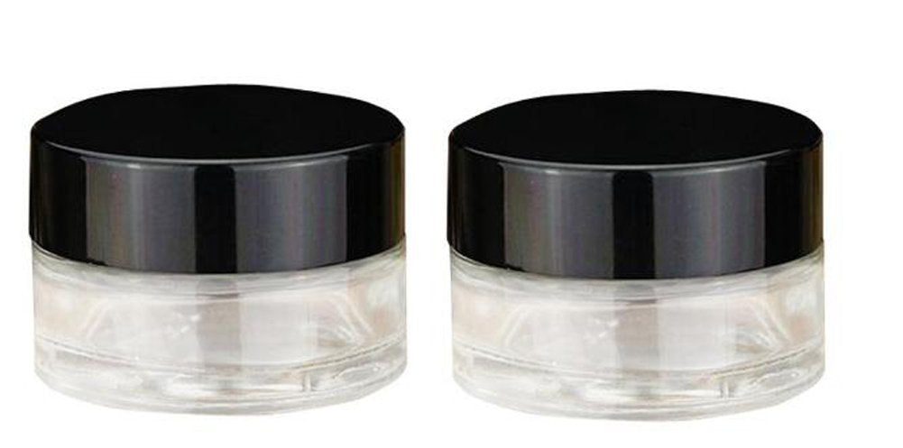 3Pcs 5Ml Black Cap Clear Glass Empty Refillable Makeup Cosmetic Face Cream Lotion Eye Cream Sample Jar Pot Bottle Container