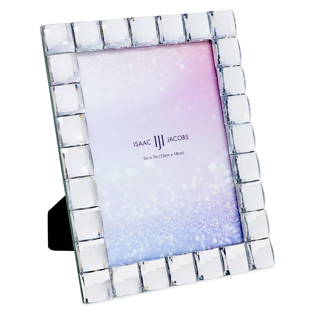 Isaac Jacobs Decorative Sparkling Clear Jewel Picture Frame, Photo Display & Home D  cor (5x7, Clear)