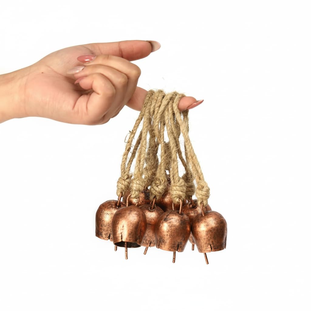 Duli Pack Of 10 Rustic Mini Bell - Vintage Brass Hanging Bells For Decor & Craft (Wholesale), Wall Art, Diwali Decor, Home Decor