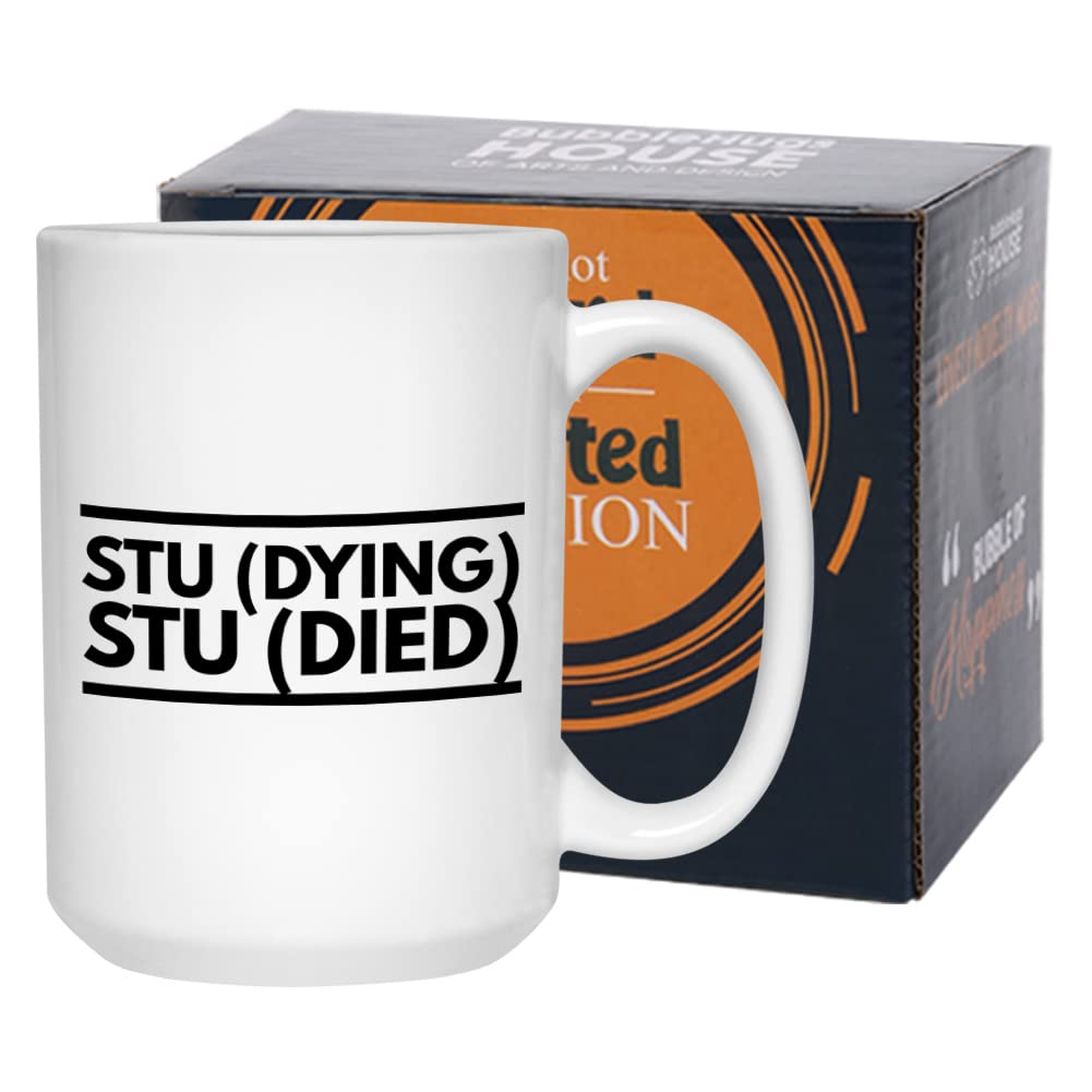 Student Coffee Mug 15 oz, Studying Studied Funny Inspirational Gift Cup for College Student High School Graduate Freshman from M