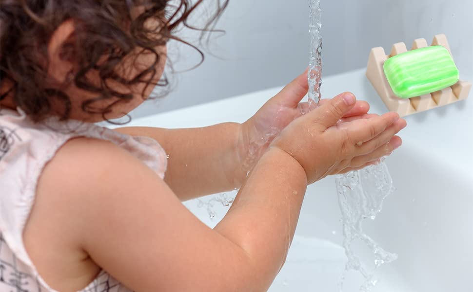 Silicone Soap Dish with Drain for Shower Bathroom Bar Soap Holder  Self Draining Waterfall Drying Tray  Kitchen Sink Caddy Sponge Holder  Easy Cleaning Soap Saver Mat Travel Accessories