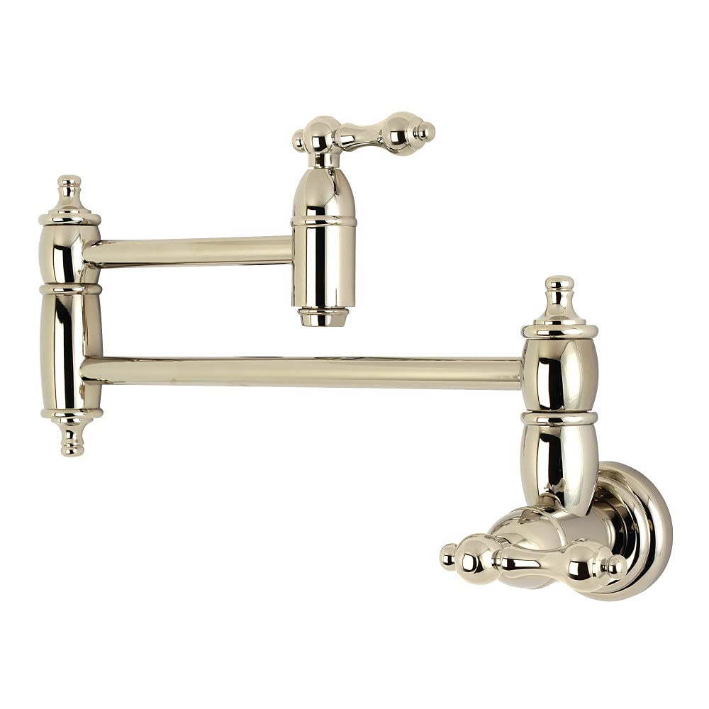 Kingston Brass Ks3106Al Restoration Wall Mount Pot Filler Kitchen Faucet, 13'' Length, Polished Nickel