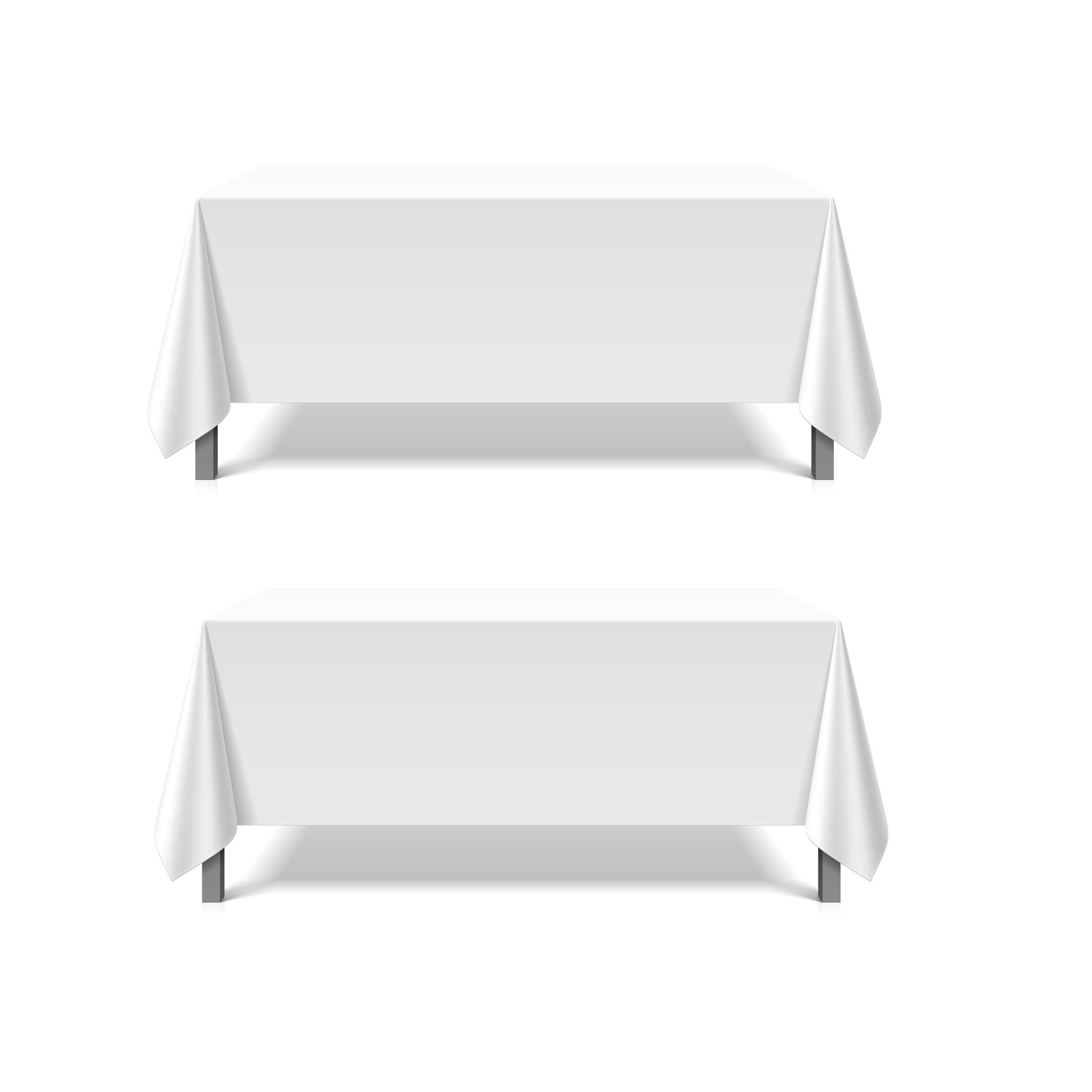 Pomp Pure White 90'' X 156'' Poplin Polyester Tablecloth (2 Pack) | Wrinkle + Stain Resistant Easy Care Premium Fabric | Fits 8F