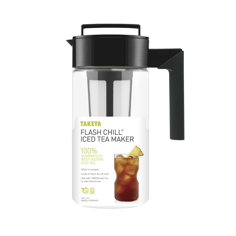 Takeya Premium Quality Iced Tea Maker With Patented Flash Chill Technology Made In The Usa, Bpa Free, 1 Quart, Black
