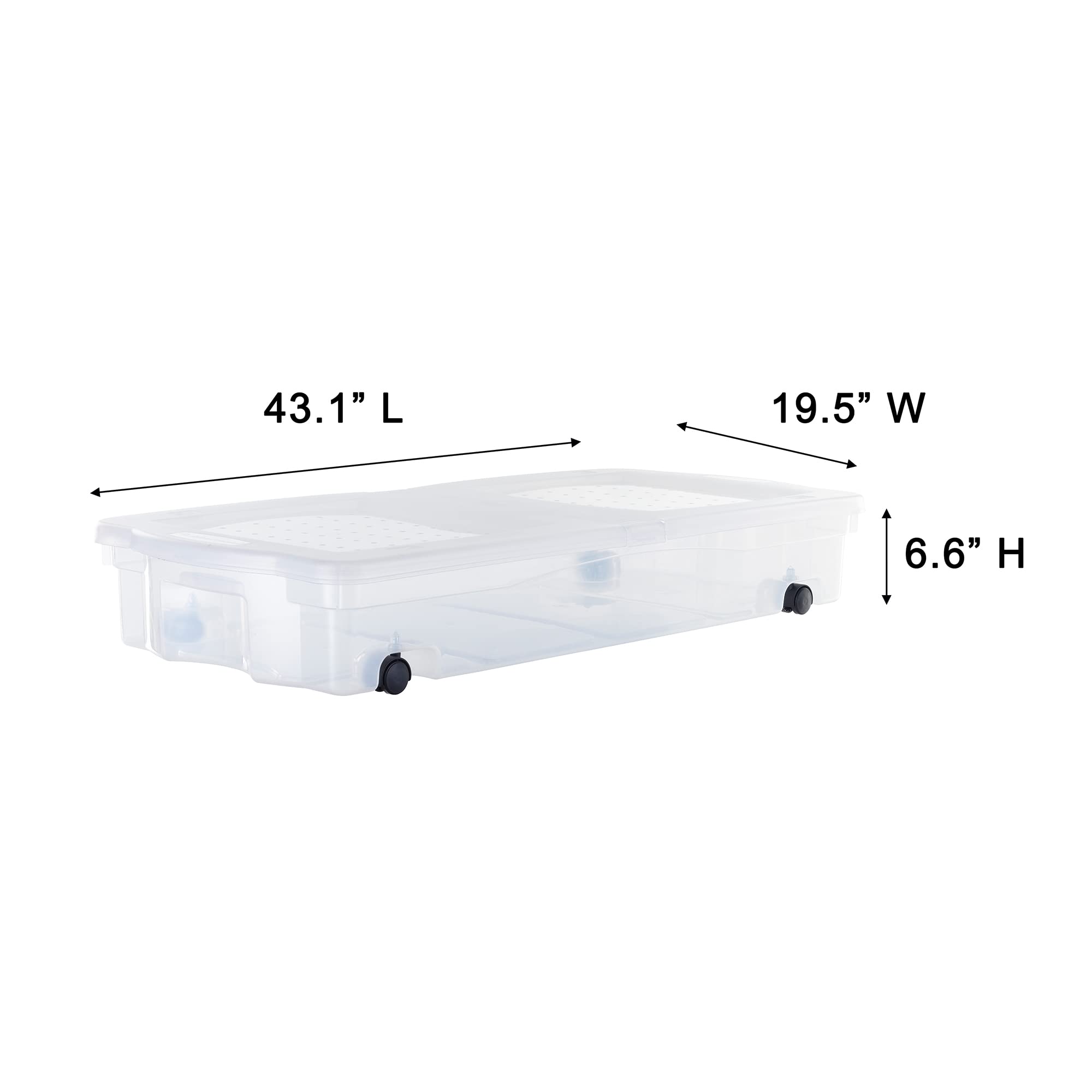 Rubbermaid Under Bed Wheeled Storage Box, 68 Qt 2-Pack, Made In Usa, Plastic Containers With Dual-Hinged Lids And Sturdy Wheels,