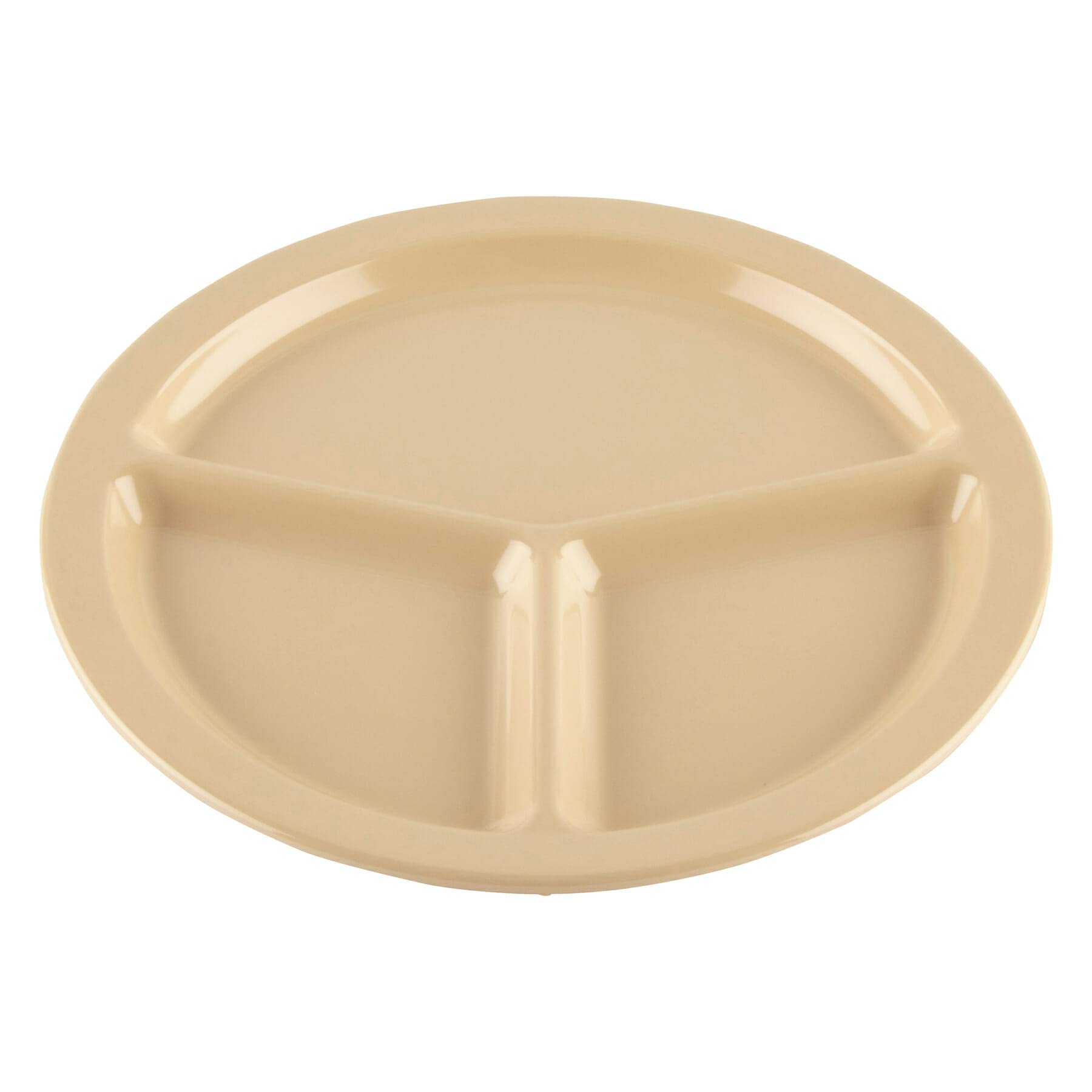 GET CP-533-T Melamine 3-Compartment Divided Plates, 10, Tan (Set of 12)