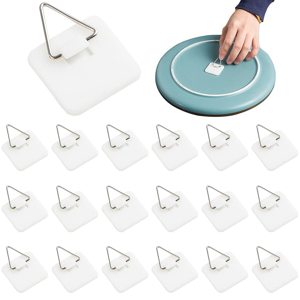 Mwellewm 40 Pieces Invisible Adhesive Plate Hanger Vertical Plate Holders For The Wall Hooks Decorative Plates Wall Holders For