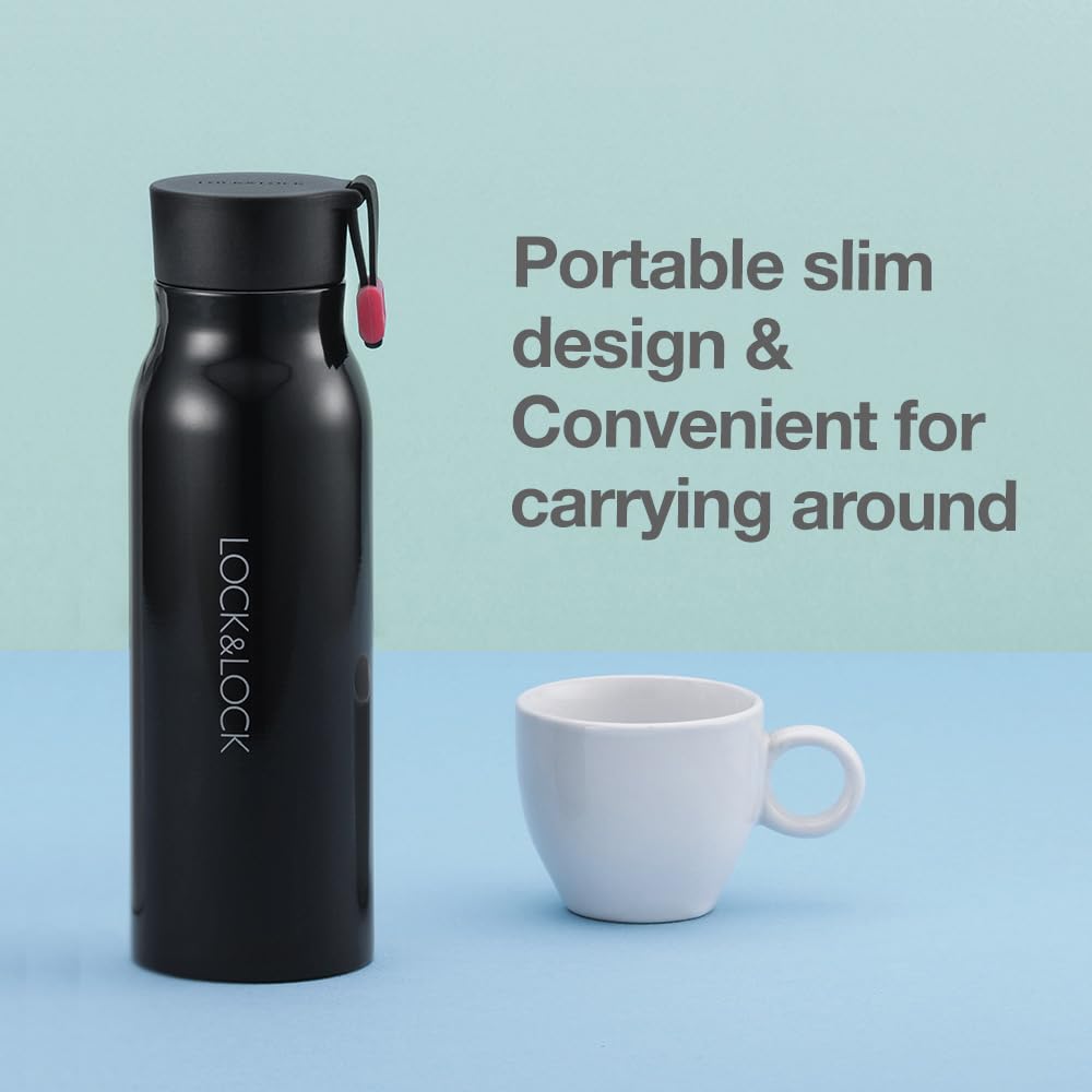 Locknlock Name Tumbler Black 12Oz, Bpa-Free Double Wall Stainless Steel Vacuum Insulated Tumbler With Leak-Proof Lid And Handle,