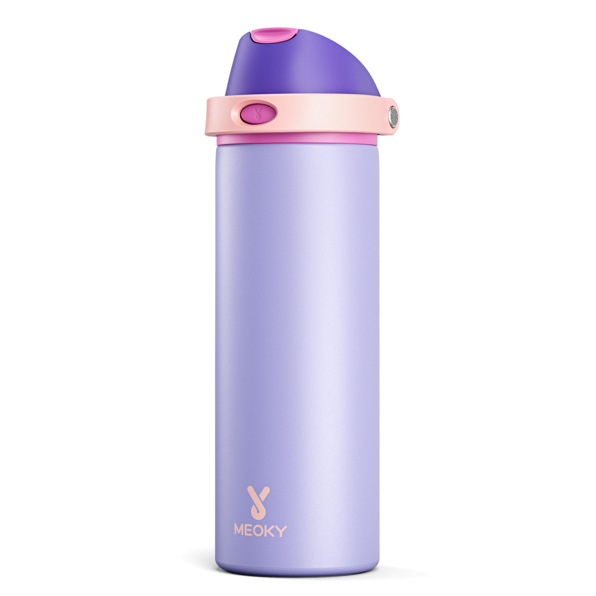 24 oz Insulated Water Bottle for Women: Meoky Stainless Steel Metal Water Bottle with 2-in-1 Straw and Spout Lid - Leak Proof, C