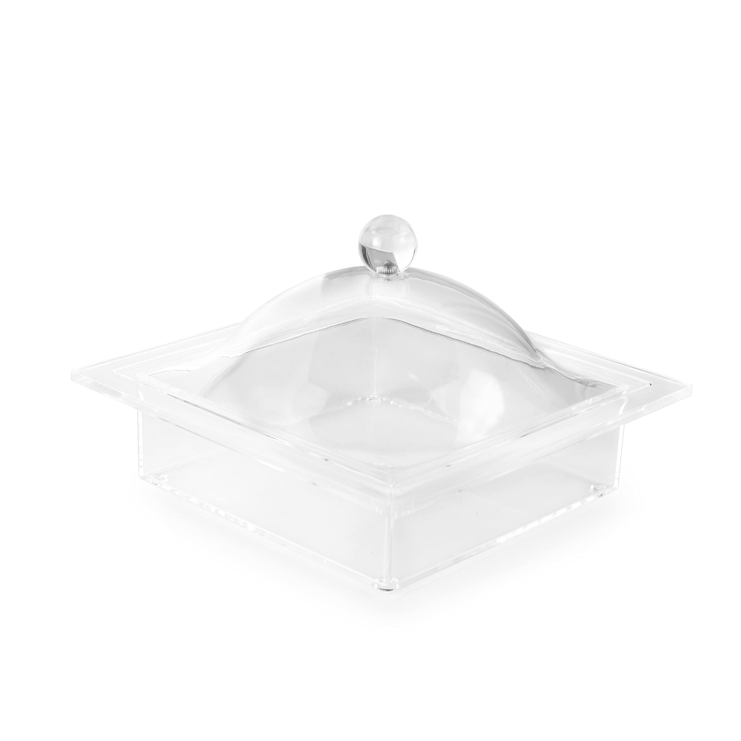 Huang Acrylic Clear Square Serving Dish Food Tray With Lid | Display Snacks, Pastries, Desserts, Appetizers, And Treats | Perfec