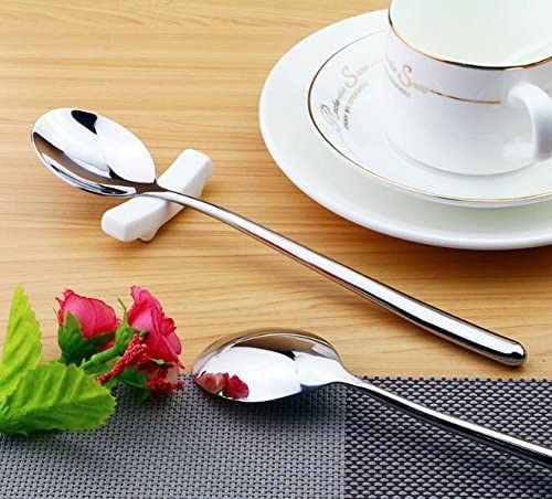 OULIGET Korean Soup Spoons - Stainless Steel, Long Handle, 8.7 Inches, Silver, Set of 8