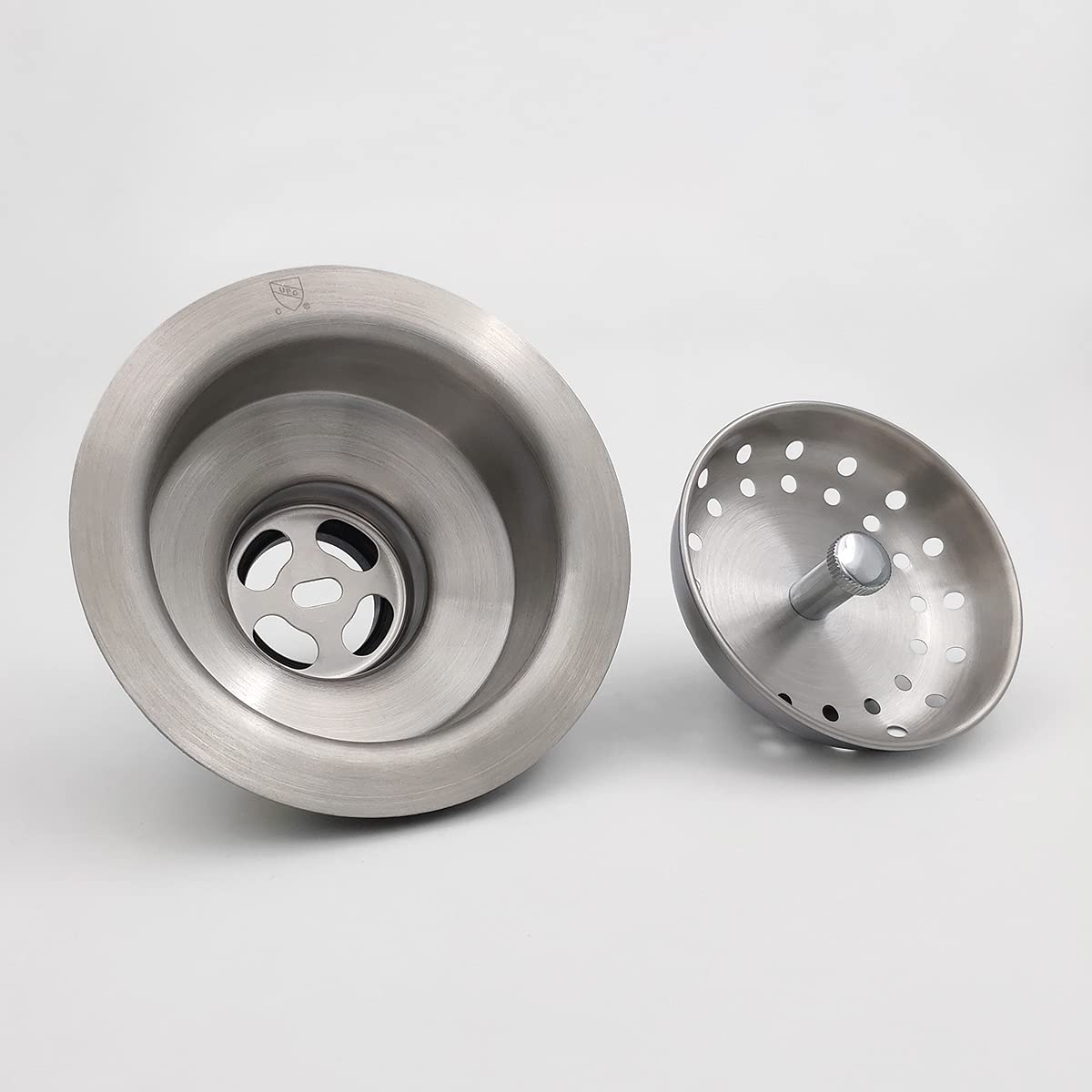 Eadot 3-1/2 Inch Brushed Nickel Kitchen Sink Drain Assembly With Strainer Basket Stopper, Stainless Steel Kitchen Sink Drain Str