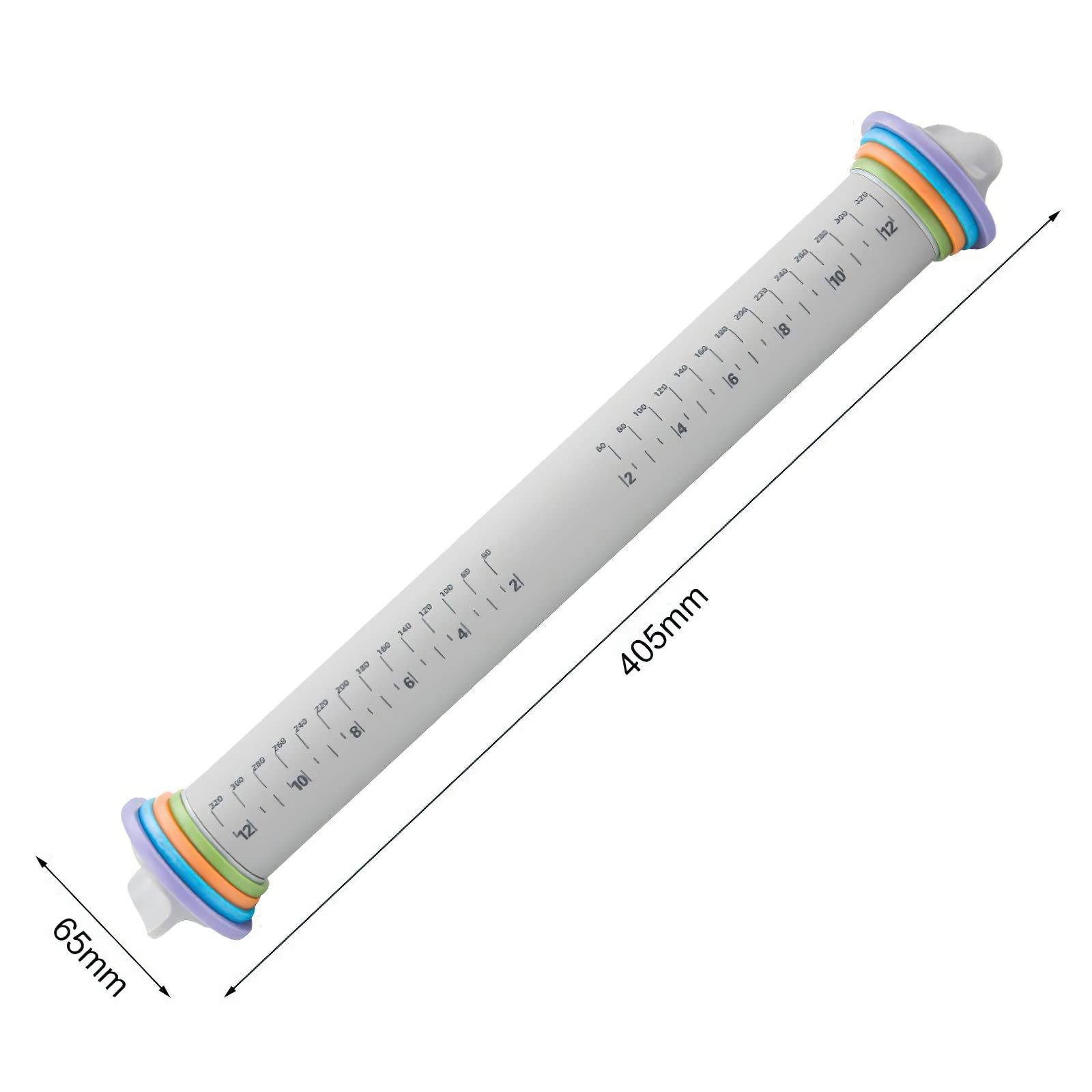 Aeelue Premium Rolling Pin, Adjustable Dough Roller Silicone, Removable Thickness Rings To Measure Doughs Professional Home Kitc