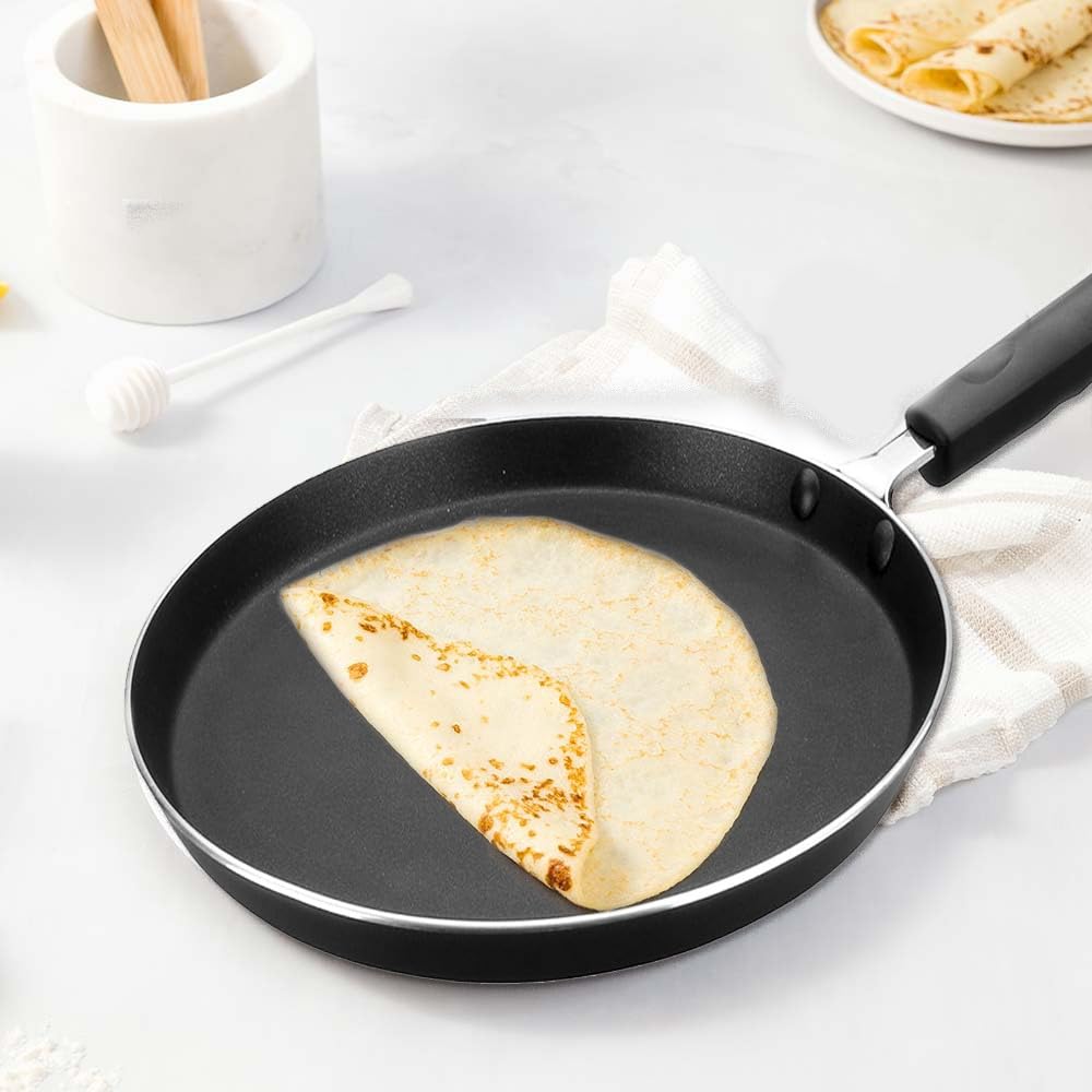 IBILI Indubasic Aluminum crepe Pan for Pancakes and crepes Baking with 2 Layer Non-Stick coating And Bakelite Handle All cooking Surfaces Including Induction - Made in Spain (23 cm  9 Inch)