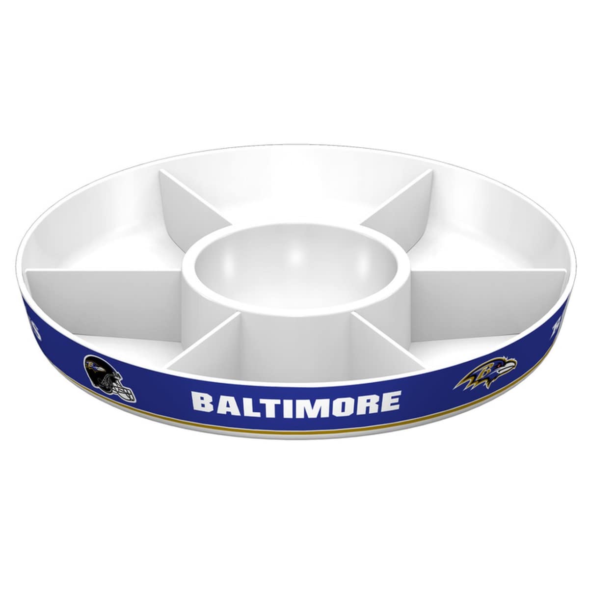 Fremont Die NFL Baltimore Ravens Party Platter, 14.5 Diameter, 14.5 Diameter, White/Team Colors